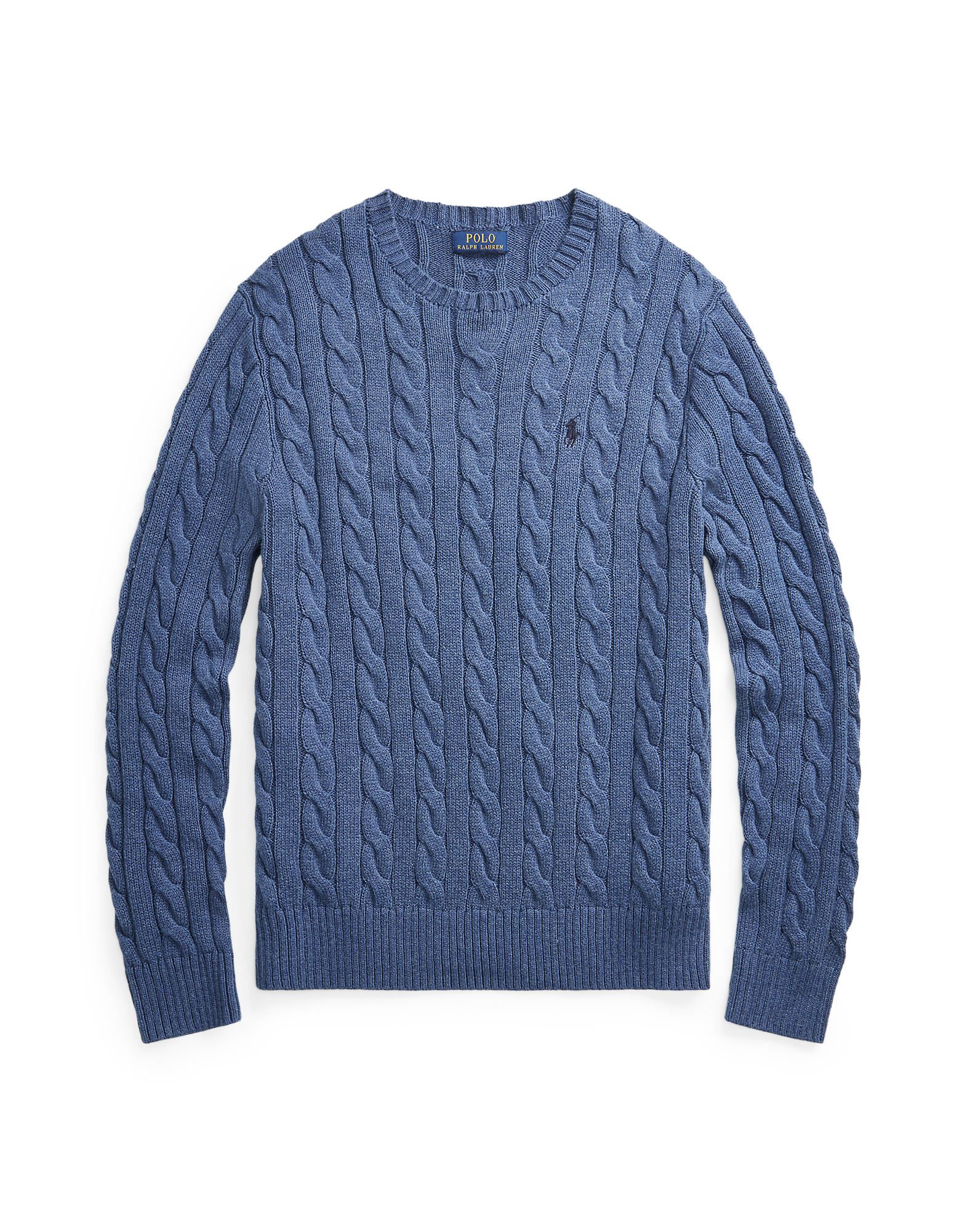 Polo Ralph Lauren Logo-embroidered Cable-knit Cotton Sweater In Slate Blue