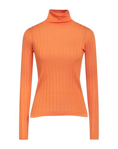Aragona Woman Turtleneck Orange Size 10 Merino Wool