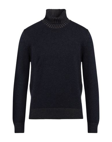 Gran Sasso Man Turtleneck Navy Size 38 Virgin Wool, Cashmere, Viscose In Blue