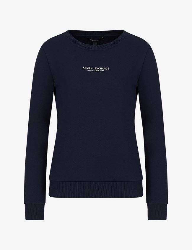 Armani Exchange Felpa Blu Navy Cotone, Poliestere