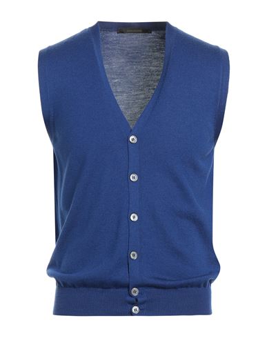 Tagliatore Man Cardigan Bright Blue Size 36 Virgin Wool In Blue
