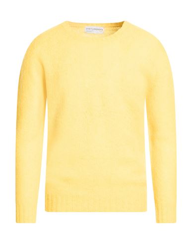 Shetlander's Man Sweater Yellow Size 40 Virgin Wool In Yellow