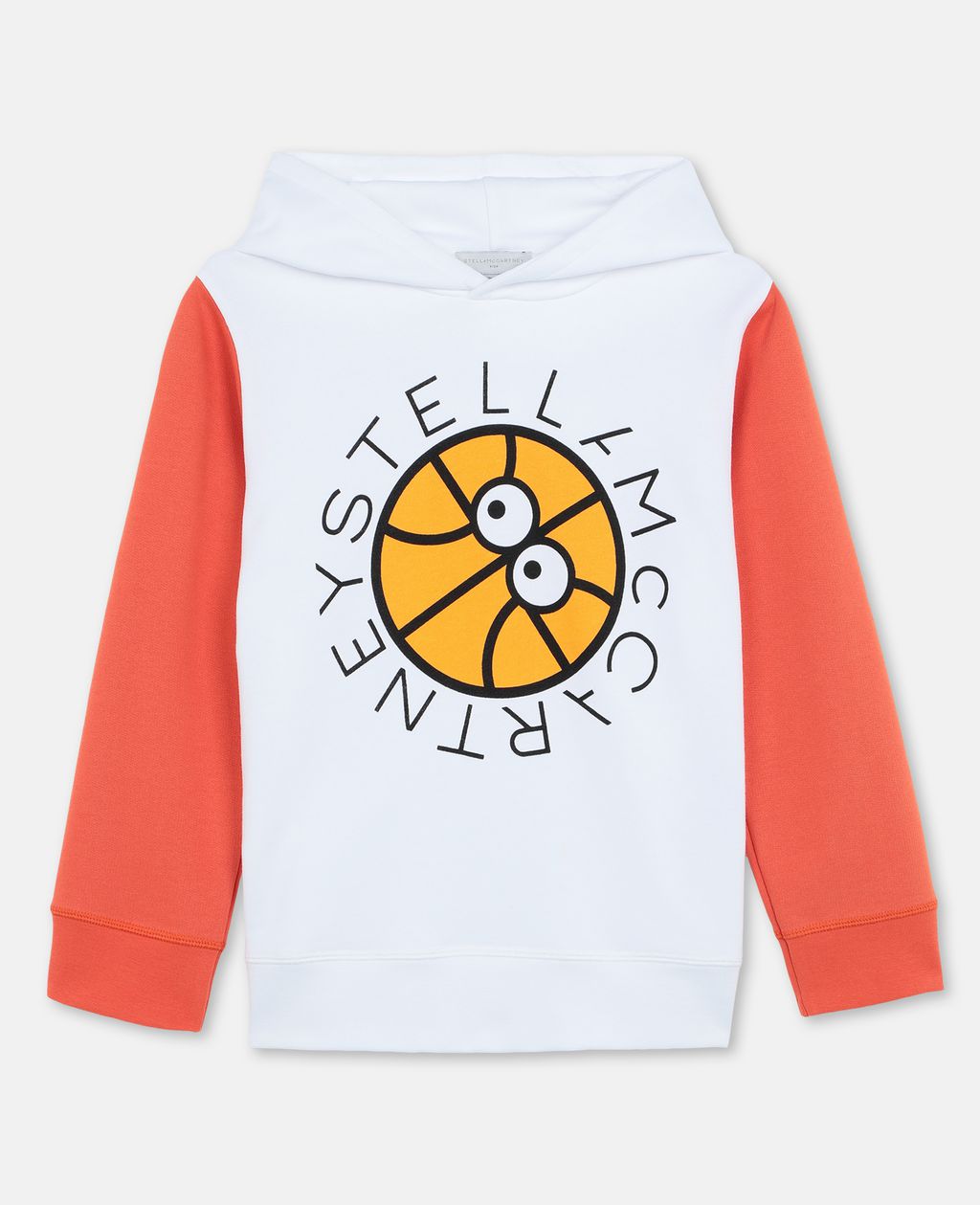 Shop Stella Mccartney Kids White Oversize Logo Basketball Cotton Hoodie