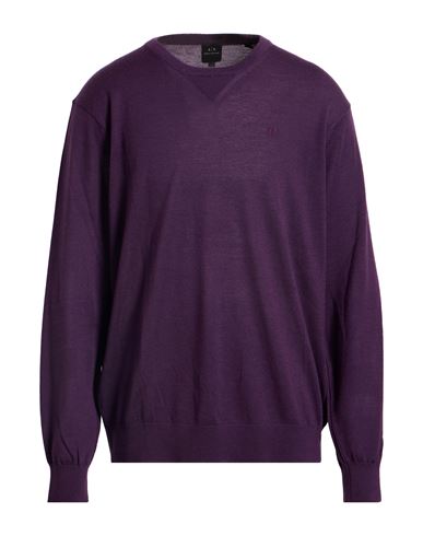 Armani Exchange Man Sweater Purple Size Xs Virgin Wool, Wool In Purple
