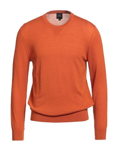 Armani Exchange Man Sweater Orange Size L Virgin Wool, Wool In Orange