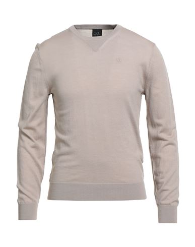 Armani Exchange Man Sweater Beige Size S Virgin Wool, Wool, Polyamide, Elastane In Neutral