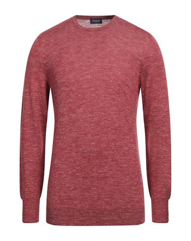 Drumohr Man Sweater Brick Red Size 38 Wool, Silk, Linen