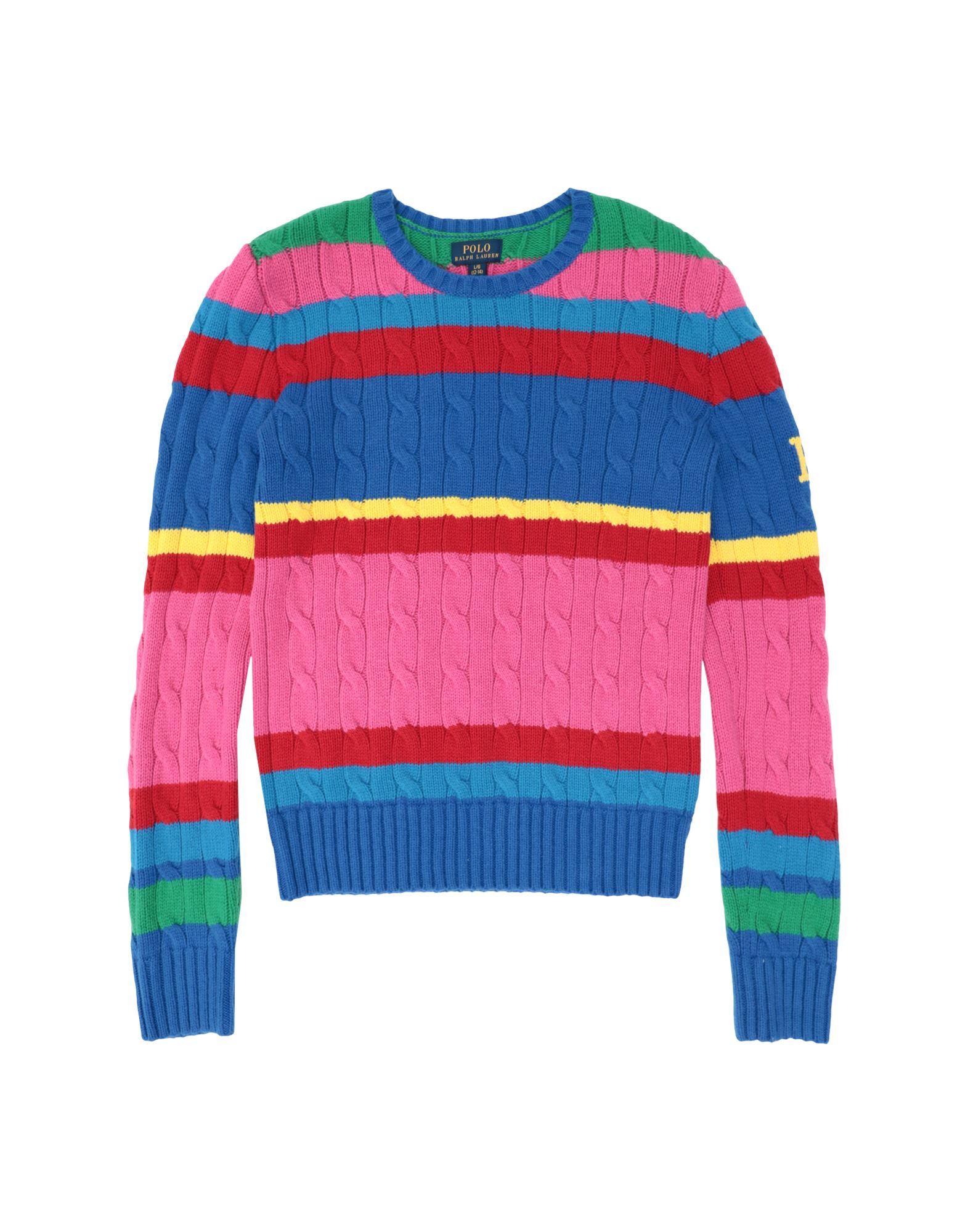 《セール開催中》RALPH LAUREN ガールズ 9-16 歳 プルオーバー ピンク 12 コットン 45% / ナイロン 30% / ウール 25% Striped Cable-Knit Sweater