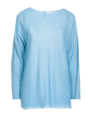120% Woman Sweater Light Blue Size L Linen