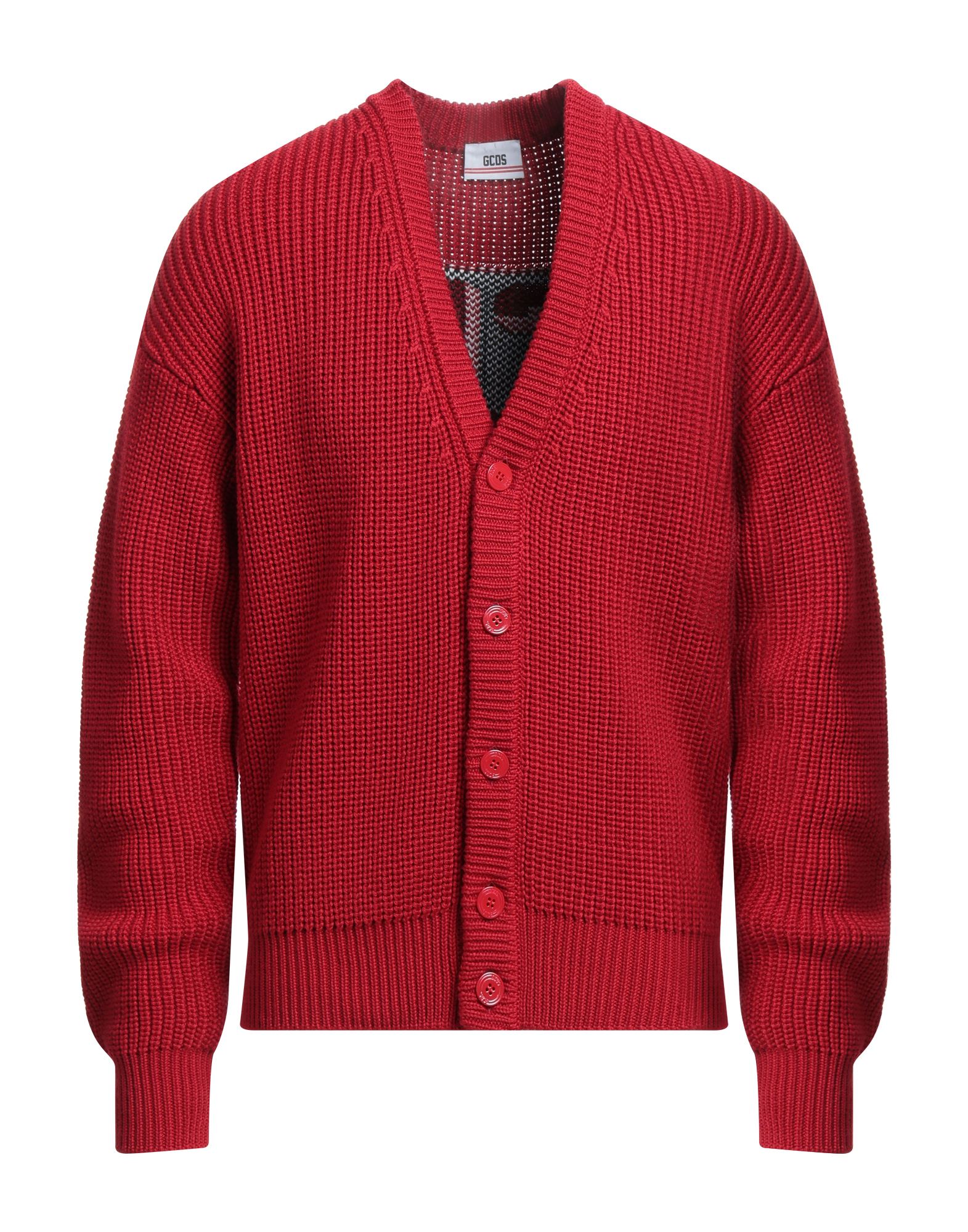 Shop Gcds Man Cardigan Red Size L Wool, Acrylic