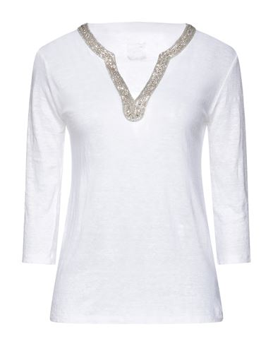 Shop 120% Lino Woman T-shirt White Size Xl Linen