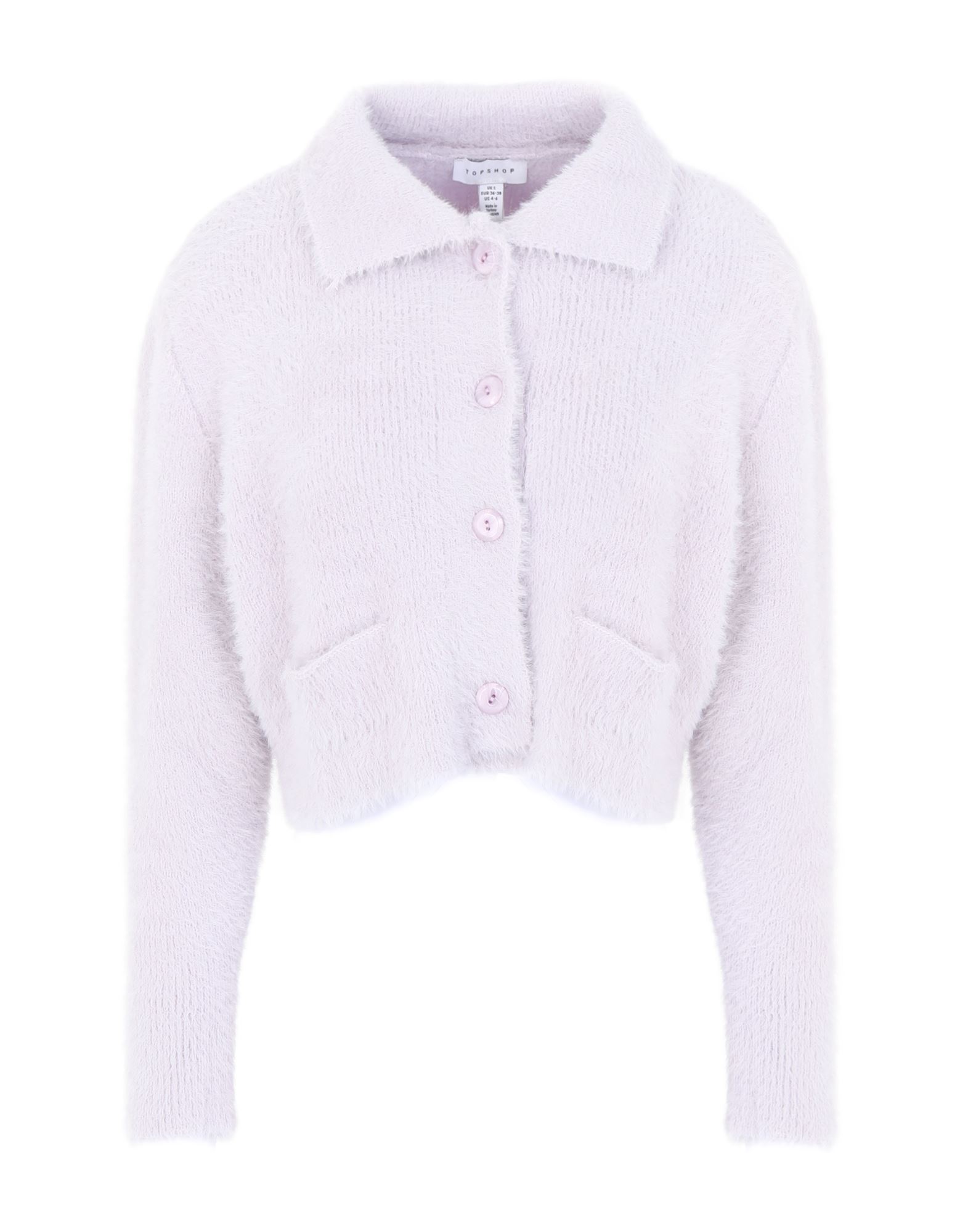 《セール開催中》TOPSHOP レディース カーディガン ライラック XS ナイロン 69% / アクリル 31% LILAC KNITTED RIBBED POLO CARDIGAN