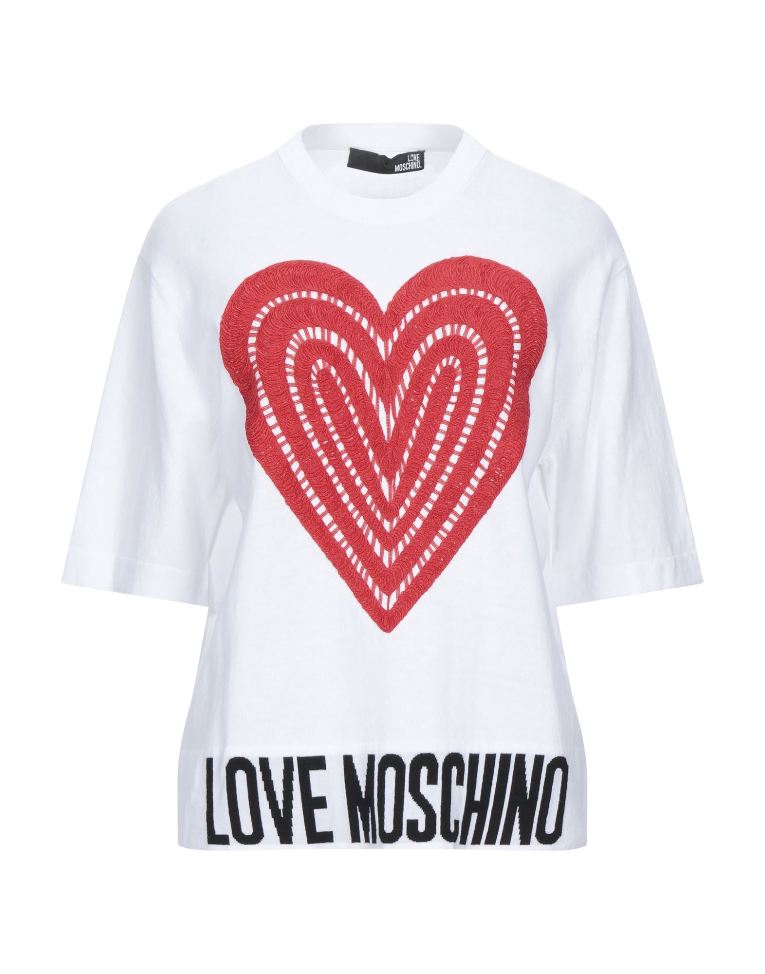 《セール開催中》LOVE MOSCHINO レディース プルオーバー ホワイト 38 コットン 100% / アクリル / ナイロン