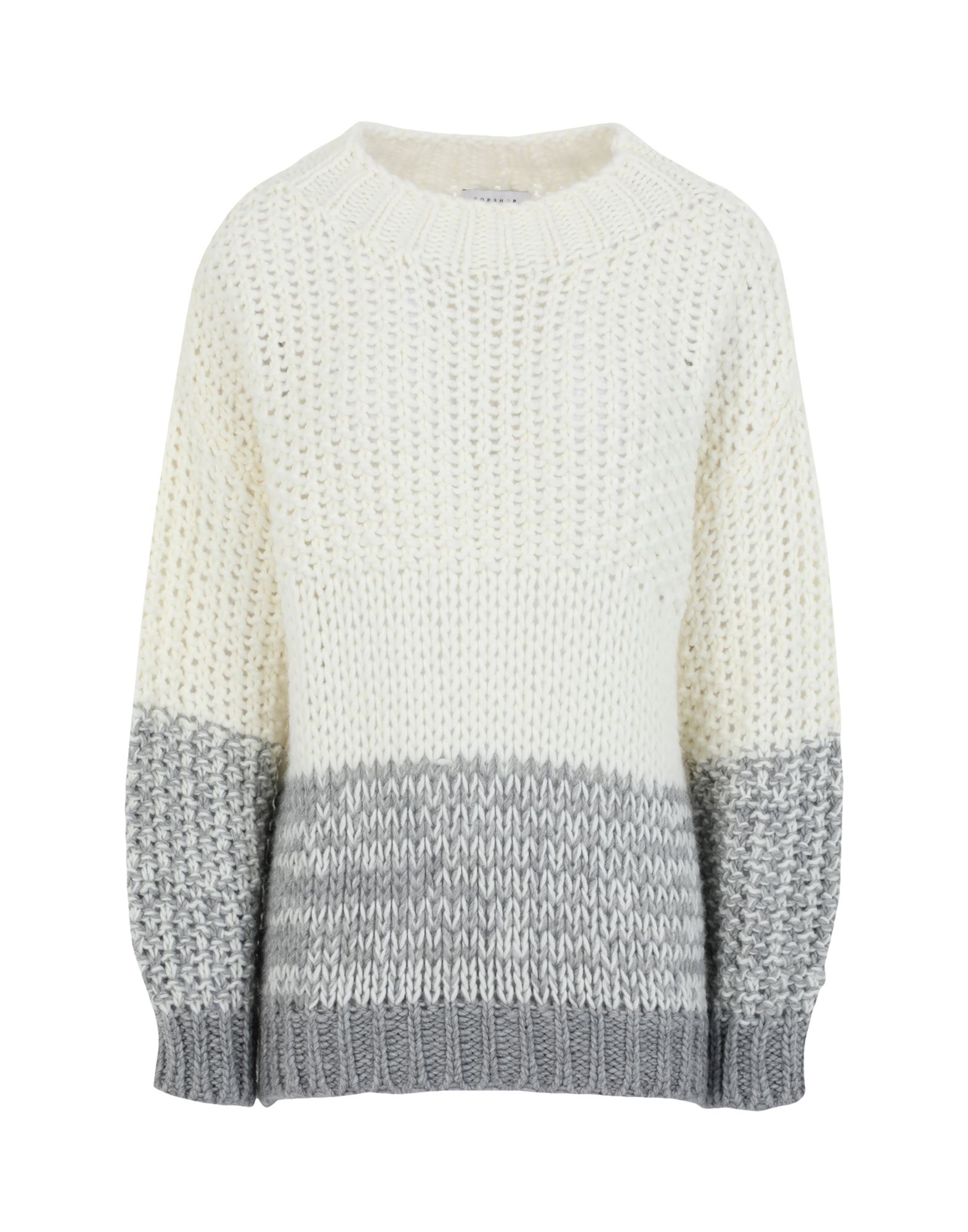 《セール開催中》TOPSHOP レディース プルオーバー アイボリー XS/S アクリル 75% / ウール 21% / レーヨン 4% BLACK AND WHITE CHUNKY THREE STRIPE KNITTED JUMPER