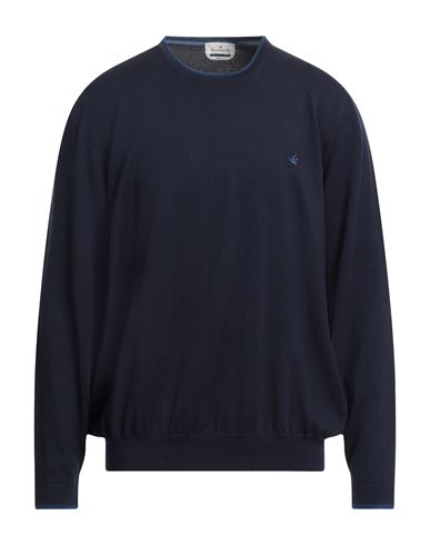 Brooksfield Man Sweater Midnight Blue Size 48 Cotton In Blue