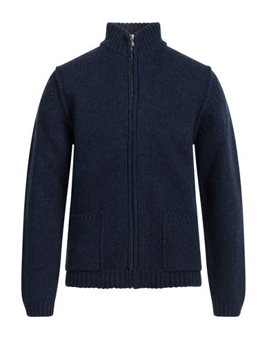 Shop Brooksfield Man Cardigan Navy Blue Size 46 Virgin Wool, Polyamide