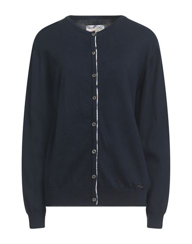 Barbour Dress Tartan Woman Cardigan Navy Size 12 Cotton, Cashmere In Blue