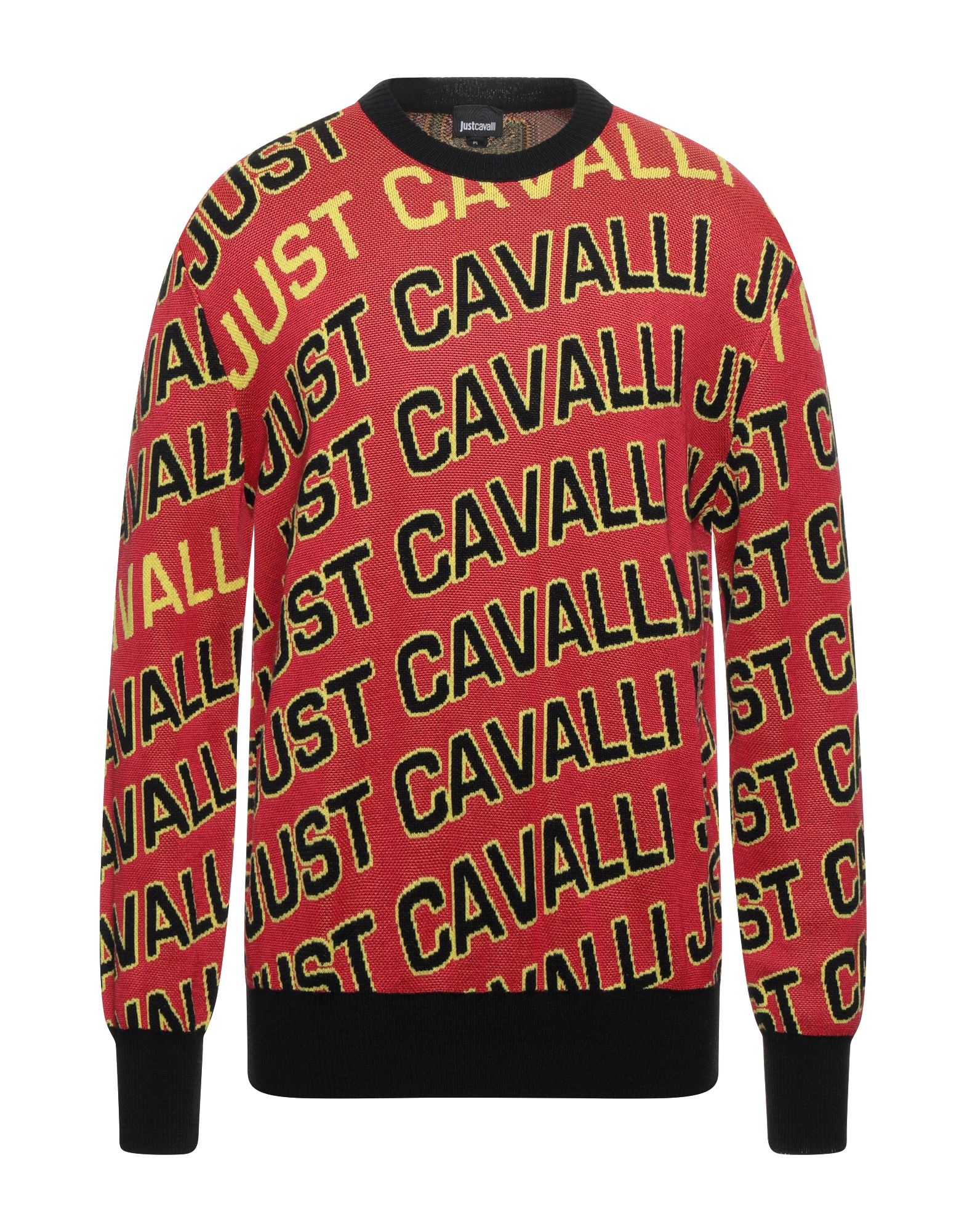 《セール開催中》JUST CAVALLI メンズ プルオーバー レッド S レーヨン 37% / コットン 23% / ウール 20% / アクリル 20%