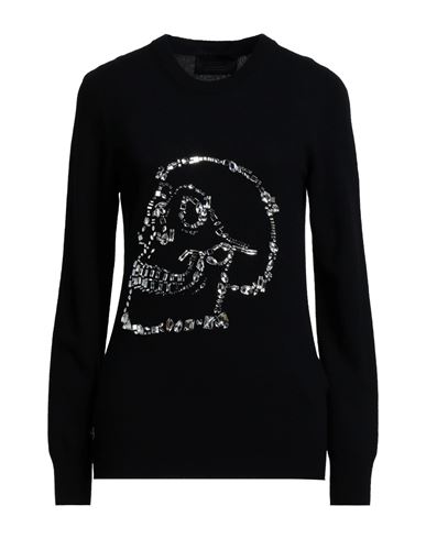 Philipp Plein Woman Sweater Black Size M Polyamide, Wool, Cashmere, Glass