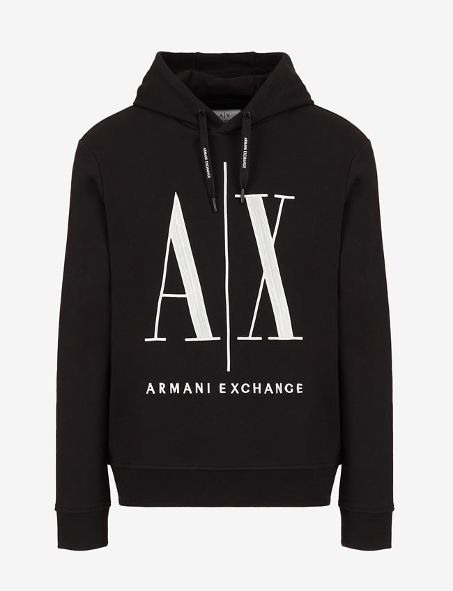 Armani Exchange Felpa Con Cappuccio Nero Cotone