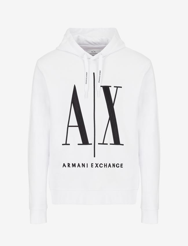 Armani Exchange Felpa Con Cappuccio Bianco Cotone