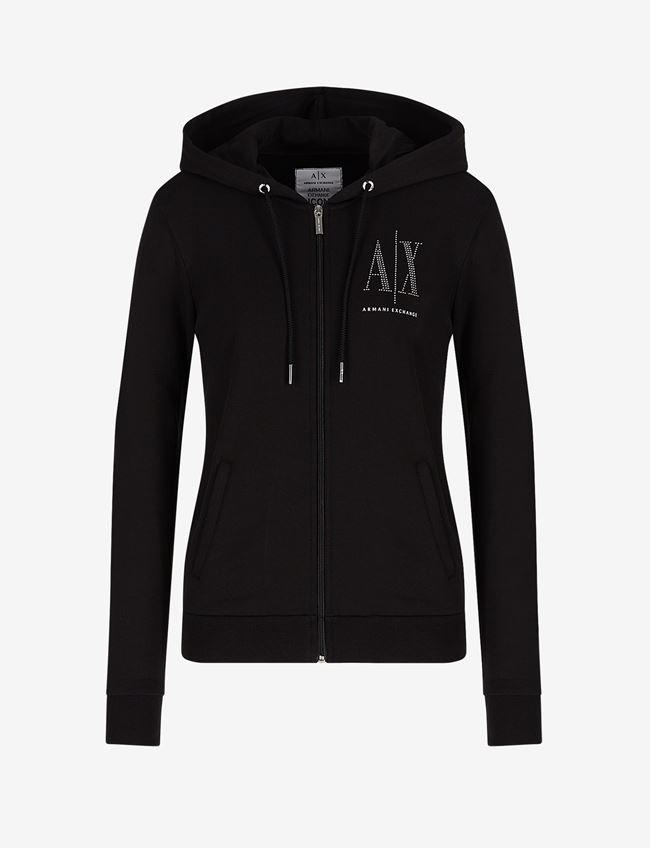 Armani Exchange Felpa Con Cappuccio Nero Cotone