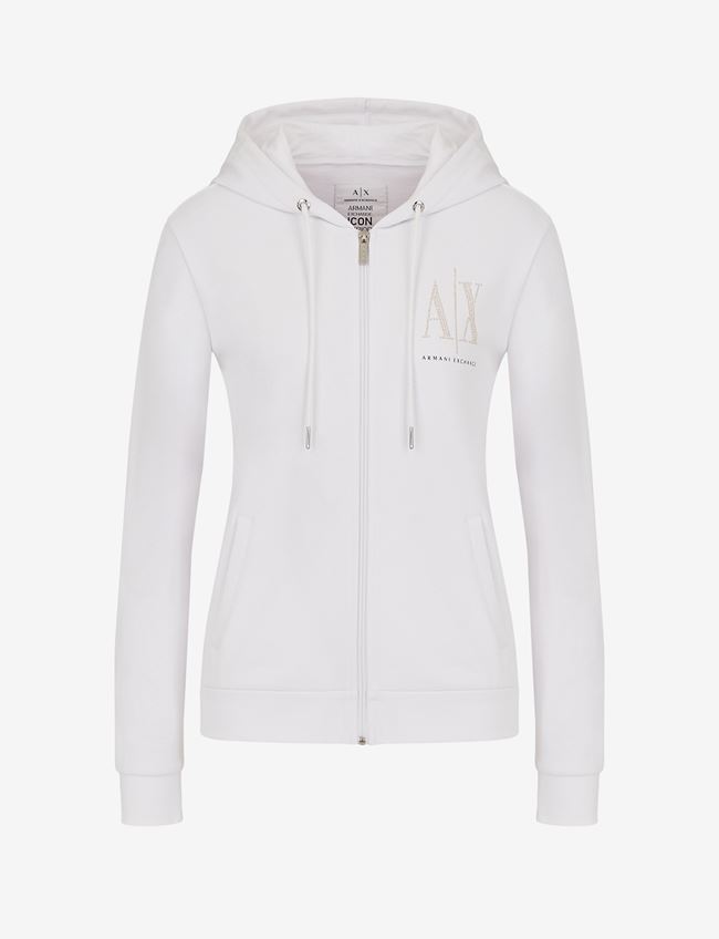Armani Exchange Felpa Con Cappuccio Bianco Cotone