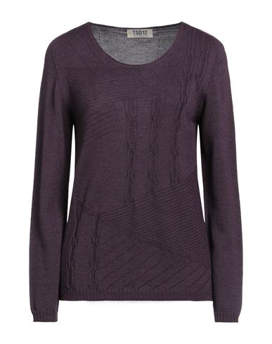 Tsd12 Woman Sweater Dark Purple Size L Merino Wool, Acrylic
