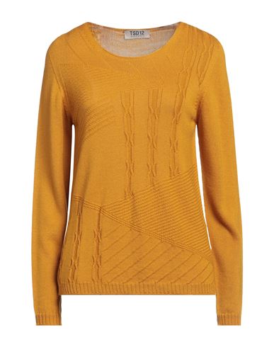 Tsd12 Woman Sweater Mustard Size Xxl Merino Wool, Acrylic In Yellow