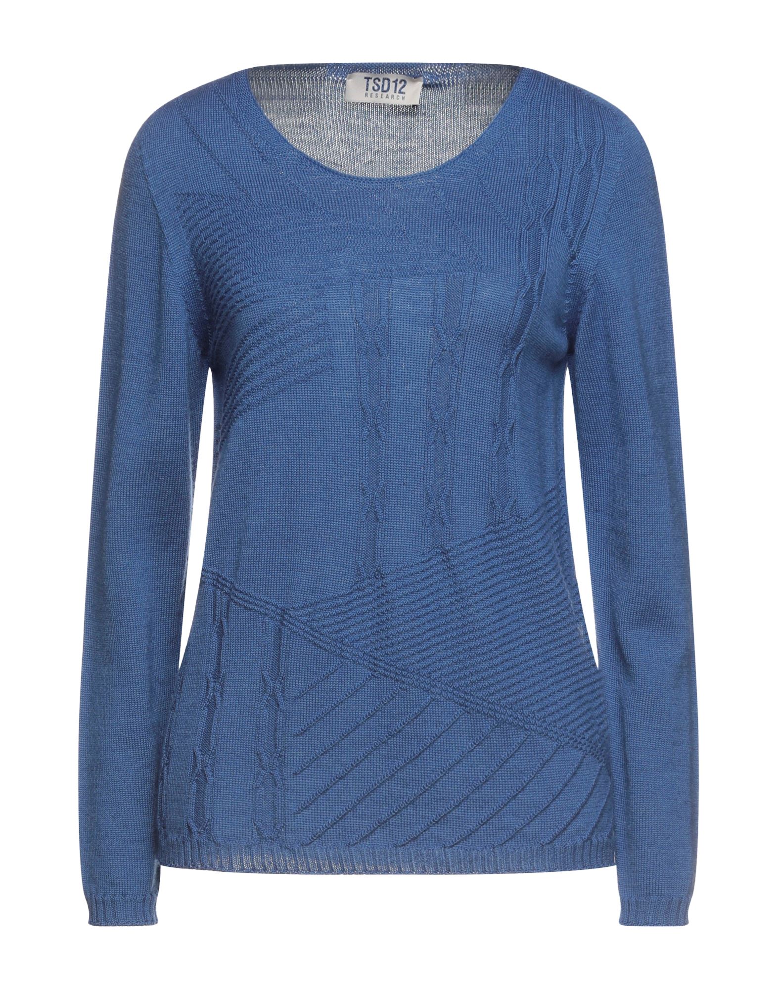 Tsd12 Woman Sweater Blue Size L Merino Wool, Acrylic