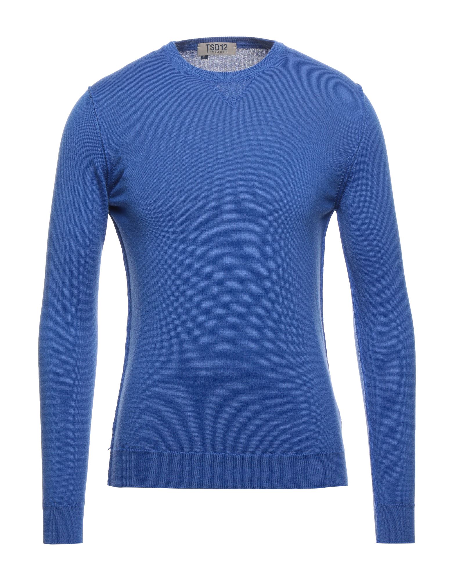 Tsd12 Man Sweater Bright Blue Size 3xl Merino Wool, Acrylic