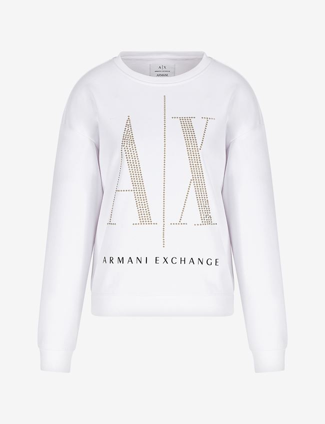 Armani Exchange Felpa Bianco Cotone