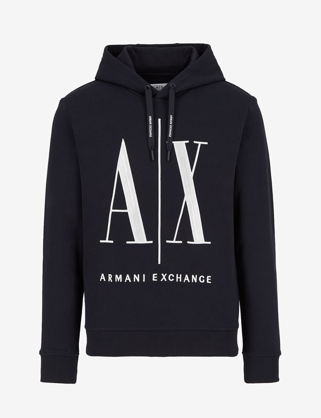 Armani Exchange Felpa Con Cappuccio Blu Scuro Cotone