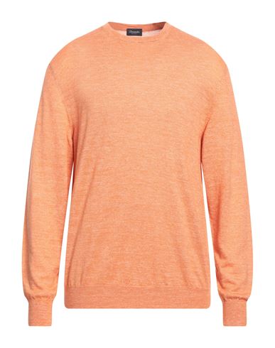 Drumohr Man Sweater Apricot Size 40 Cashmere, Linen, Silk In Orange