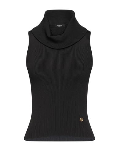 Balmain Woman Turtleneck Black Size 6 Viscose, Polyamide
