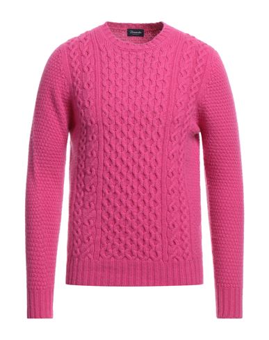 Shop Drumohr Man Sweater Fuchsia Size 42 Lambswool In Pink
