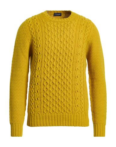 Drumohr Man Sweater Mustard Size 44 Lambswool In Yellow