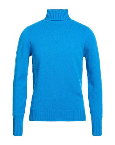 Drumohr Man Turtleneck Azure Size 42 Lambswool In Blue
