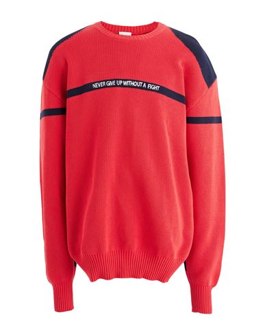 Vetements Man Sweater Red Size S Cotton, Cashmere