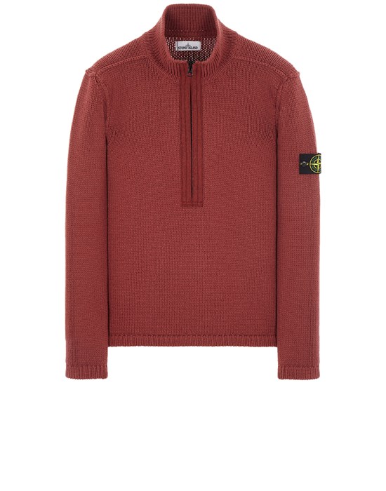  STONE ISLAND 534A6 LAMBSWOOL WITH FABRIC DETAILS Sweater Man Brick red