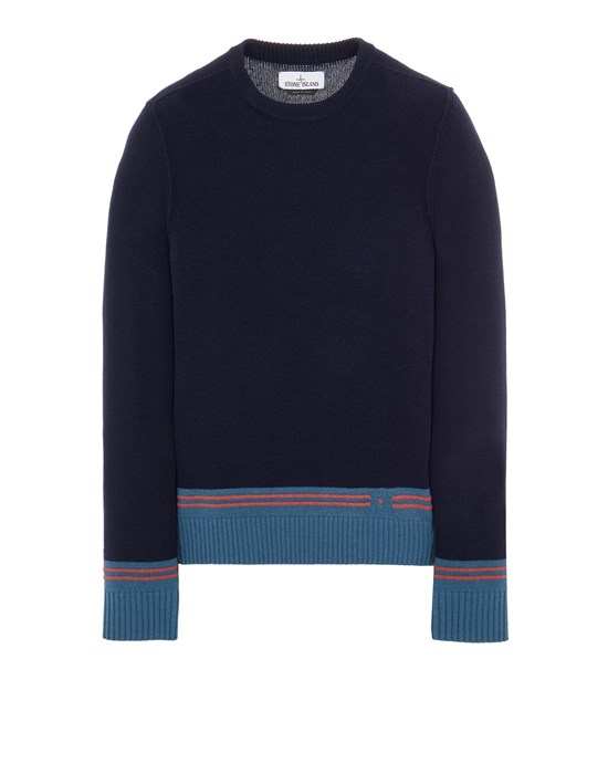 Sweater Man 573B8 LAMBSWOOL WITH STRIPED MOTIF AND EMBROIDERY Front STONE ISLAND