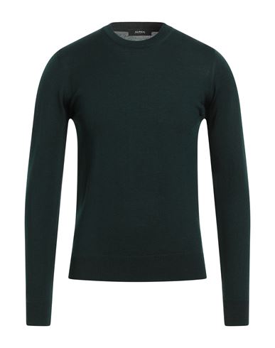 Shop Alpha Studio Man Sweater Dark Green Size 36 Merino Wool