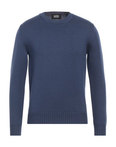 Shop Alpha Studio Man Sweater Blue Size 40 Merino Wool