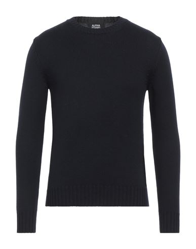 Shop Alpha Studio Man Sweater Midnight Blue Size 36 Merino Wool