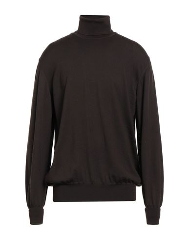 Alpha Studio Man Turtleneck Dark Brown Size 50 Merino Wool In Brown