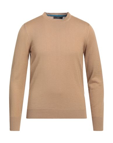 Messagerie Man Sweater Camel Size 44 Merino Wool, Acrylic In Beige