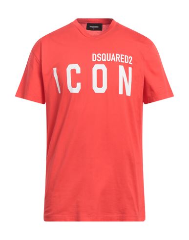 Dsquared2 Man T-shirt Coral Size L Cotton In Red