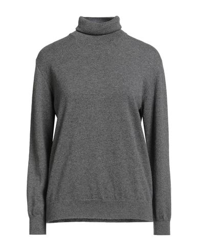 Brunello Cucinelli Woman Turtleneck Grey Size Xl Cashmere, Ecobrass In Gray