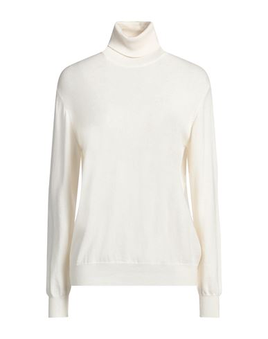 Brunello Cucinelli Woman Turtleneck Cream Size Xs Cashmere, Ecobrass In White