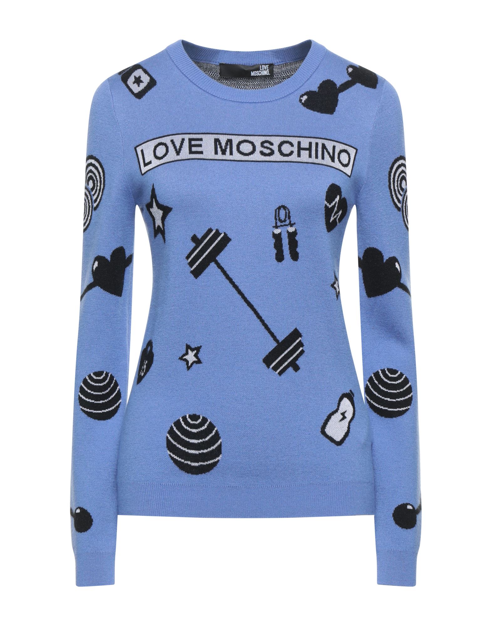 《セール開催中》LOVE MOSCHINO レディース プルオーバー パープル 40 レーヨン 42% / ナイロン 34% / ウール 23% / ポリウレタン 1%